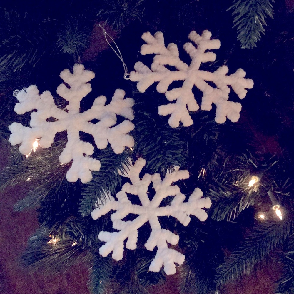 3 cotton snowflakes - tree ornaments
